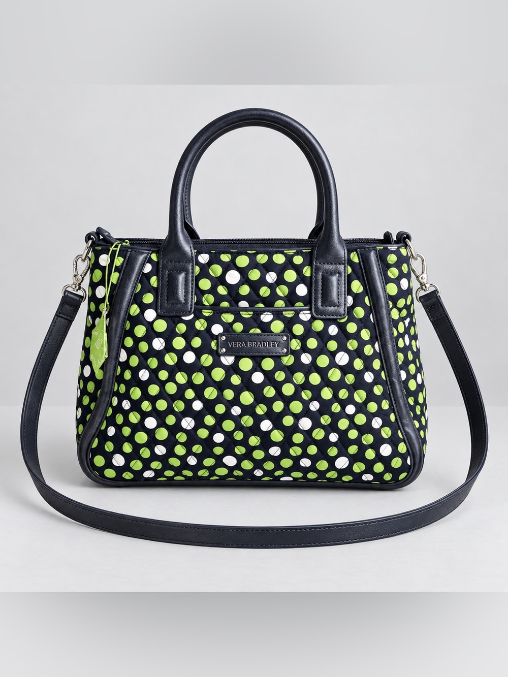 Vera Bradley Lucky Dots Trimmed Trapeze Satchel Preppy Polka Dots New